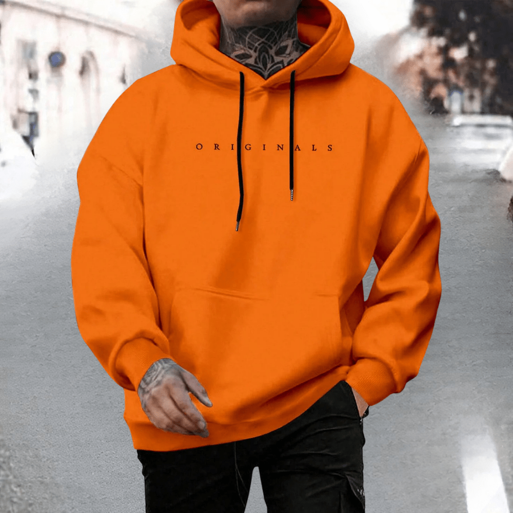 Men's oversized cotton hoodie featuring an adjustable hood and front pocket, ideal for casual wear and comfort. 3