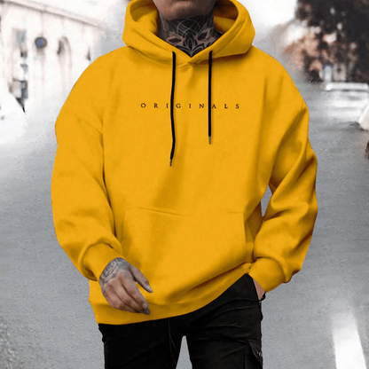Men's oversized cotton hoodie featuring an adjustable hood and front pocket, ideal for casual wear and comfort. 8