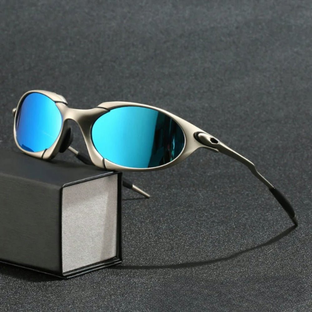 Men's polarized sport sunglasses featuring a lightweight metal frame and UV protection, ideal for outdoor activities and athletic use. 0