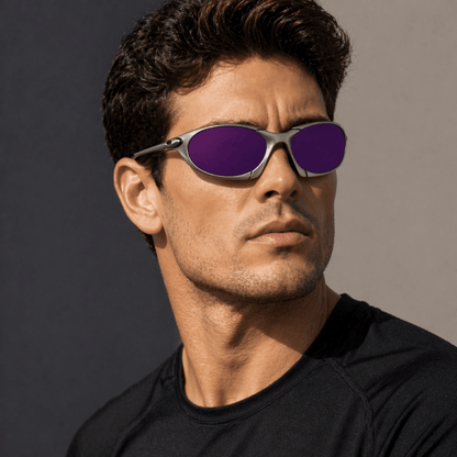 Men's polarized sport sunglasses featuring a lightweight metal frame and UV protection, ideal for outdoor activities and athletic use. 5