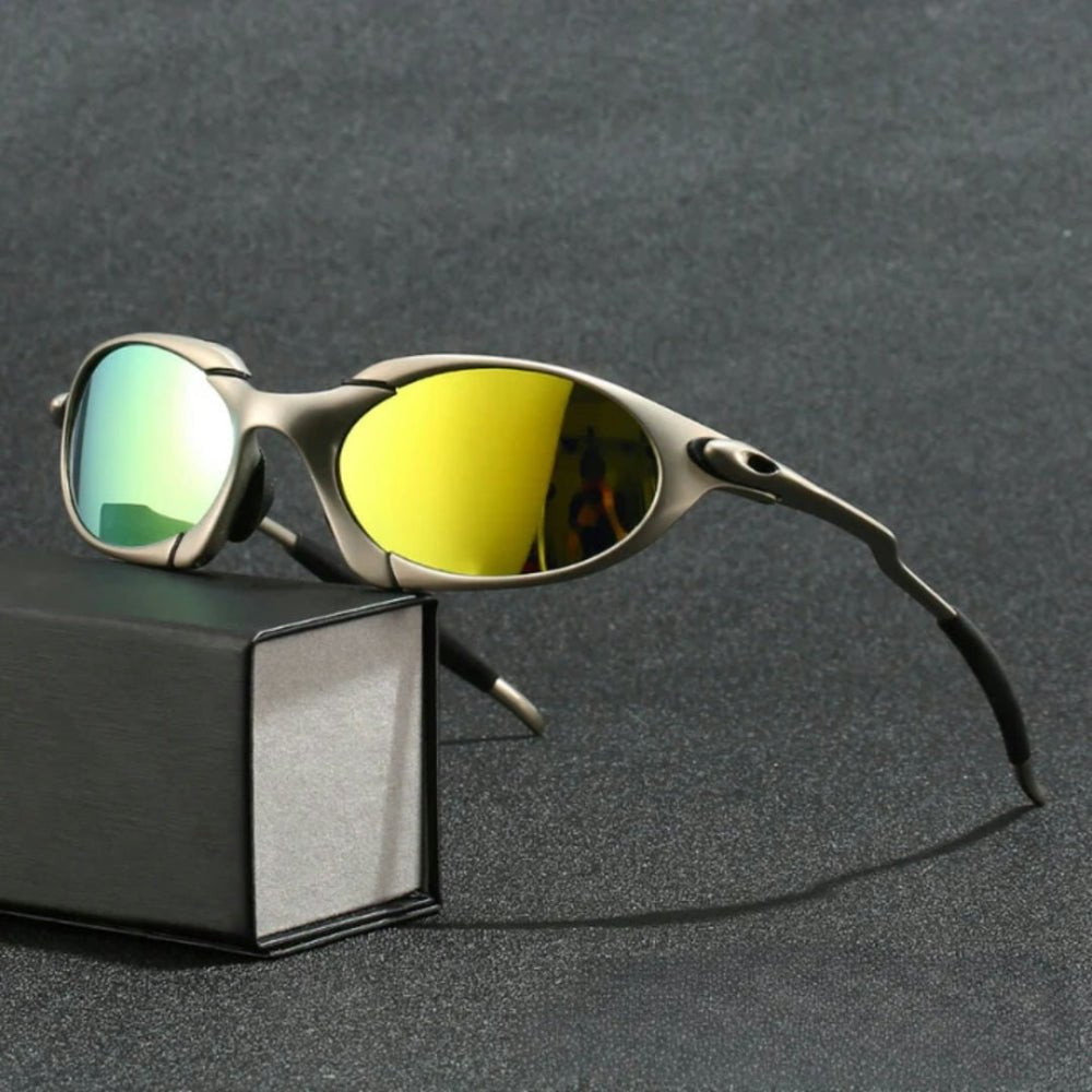 Men's polarized sport sunglasses featuring a lightweight metal frame and UV protection, ideal for outdoor activities and athletic use. 3