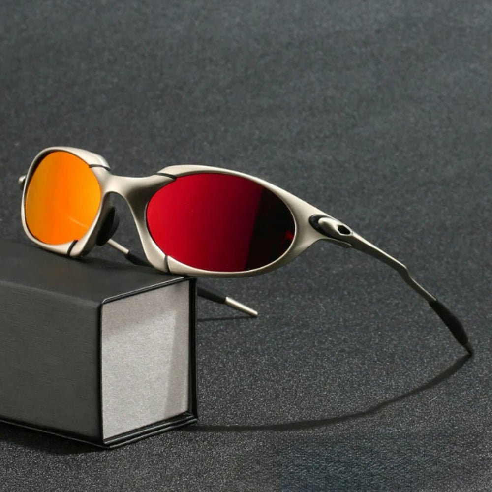 Men's polarized sport sunglasses featuring a lightweight metal frame and UV protection, ideal for outdoor activities and athletic use. 2