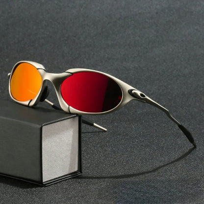 Men's polarized sport sunglasses featuring a lightweight metal frame and UV protection, ideal for outdoor activities and athletic use. 2