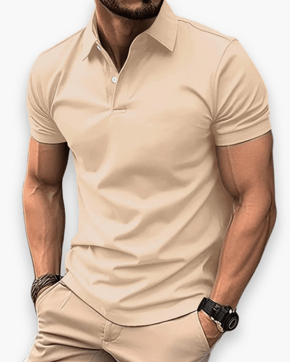 Men's polo shirt featuring breathable fabric and a tight fit, perfect for versatile summer styling in a comfortable cotton blend. 5