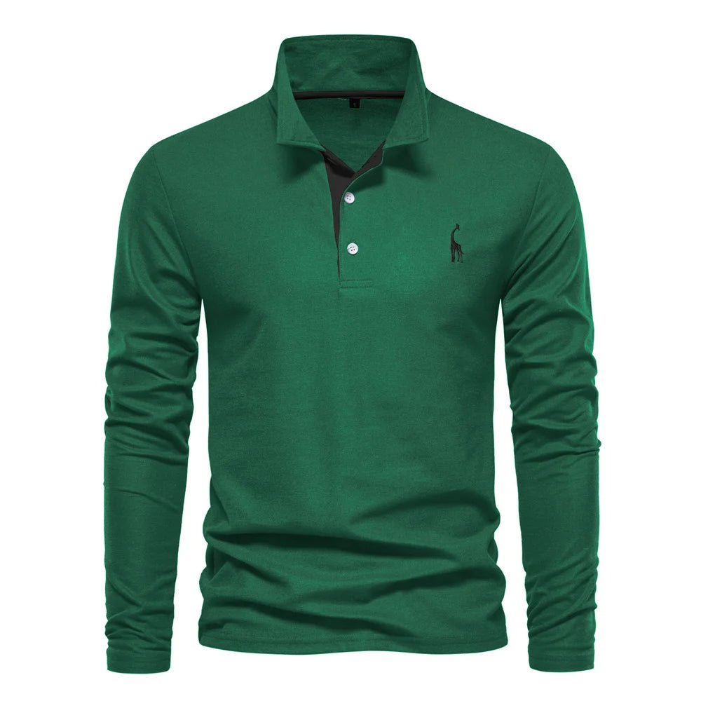 Men's polo shirt featuring a button neck closure, made from breathable cotton fabric, designed in a classic casual style for versatile everyday wear. 4