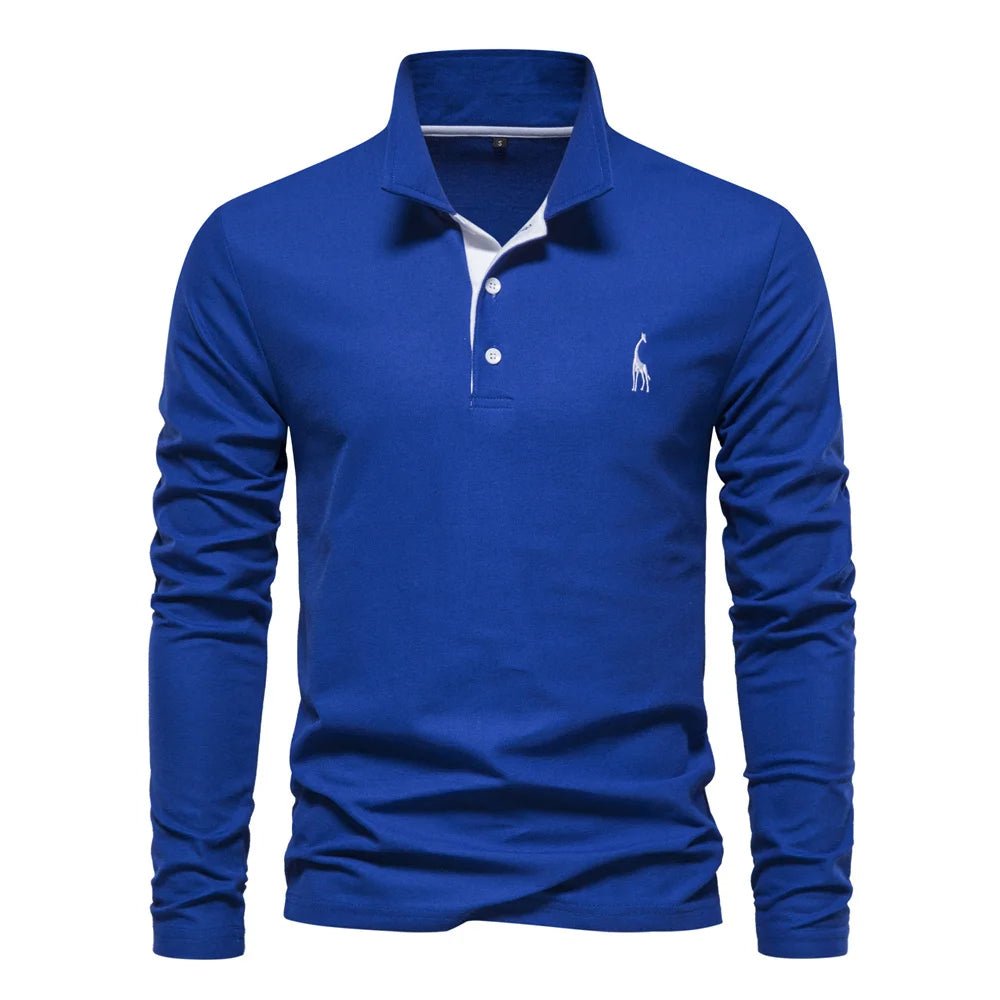 Men's polo shirt featuring a button neck closure, made from breathable cotton fabric, designed in a classic casual style for versatile everyday wear. 3