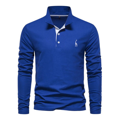 Men's polo shirt featuring a button neck closure, made from breathable cotton fabric, designed in a classic casual style for versatile everyday wear. 3