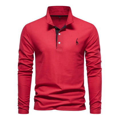 Men's polo shirt featuring a button neck closure, made from breathable cotton fabric, designed in a classic casual style for versatile everyday wear. 0