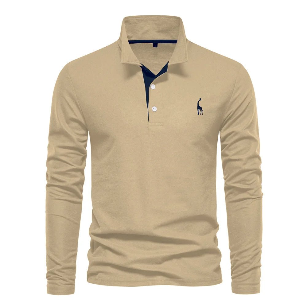 Men's polo shirt featuring a button neck closure, made from breathable cotton fabric, designed in a classic casual style for versatile everyday wear. 5