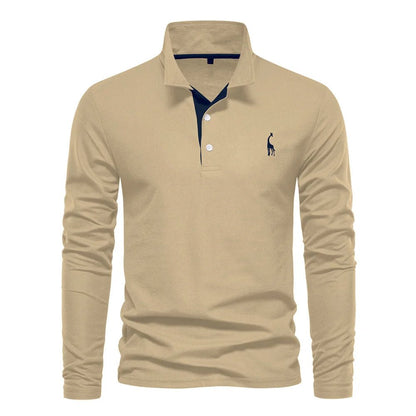Men's polo shirt featuring a button neck closure, made from breathable cotton fabric, designed in a classic casual style for versatile everyday wear. 5
