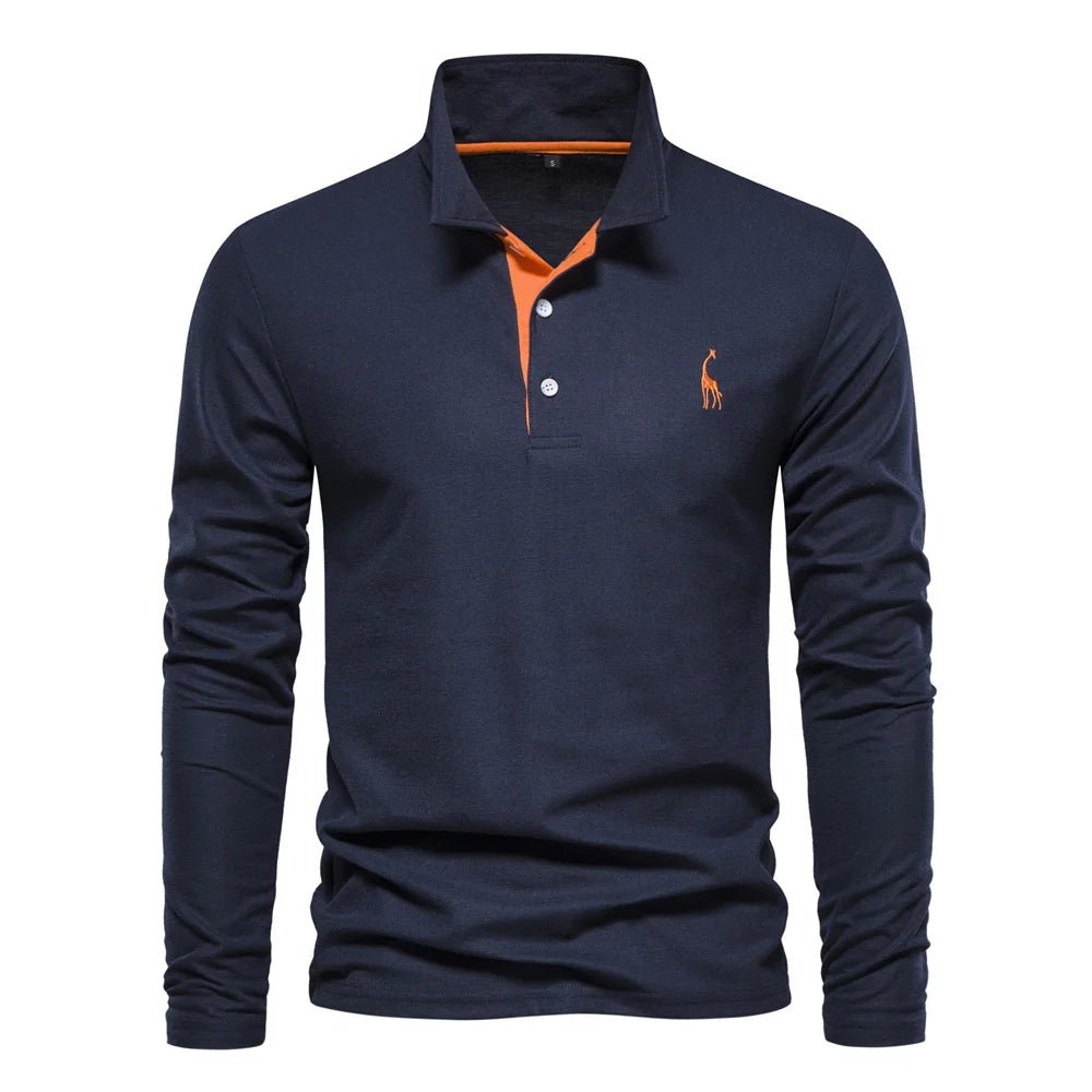 Men's polo shirt featuring a button neck closure, made from breathable cotton fabric, designed in a classic casual style for versatile everyday wear. 7