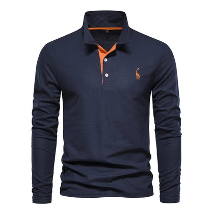 Men's polo shirt featuring a button neck closure, made from breathable cotton fabric, designed in a classic casual style for versatile everyday wear. 7