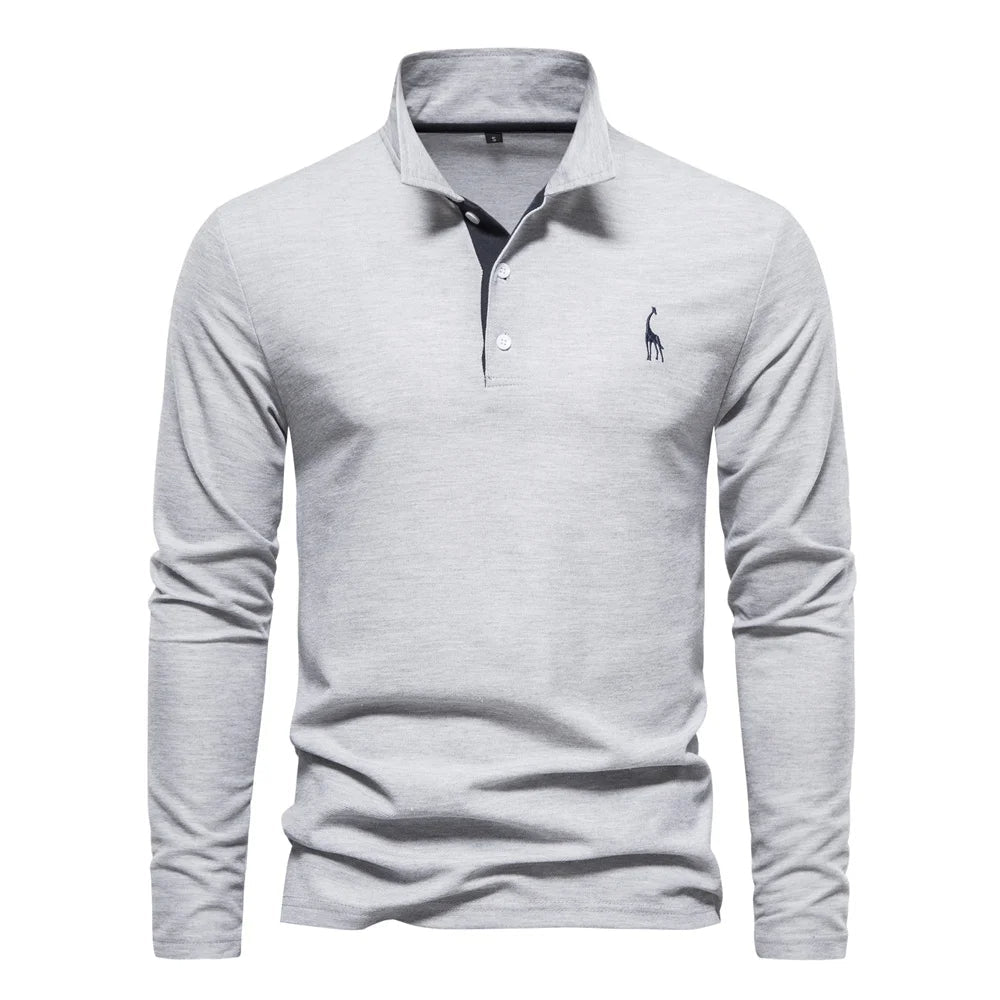 Men's polo shirt featuring a button neck closure, made from breathable cotton fabric, designed in a classic casual style for versatile everyday wear. 2