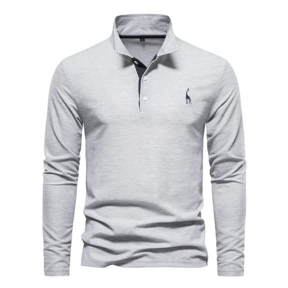 Men's polo shirt featuring a button neck closure, made from breathable cotton fabric, designed in a classic casual style for versatile everyday wear. 2