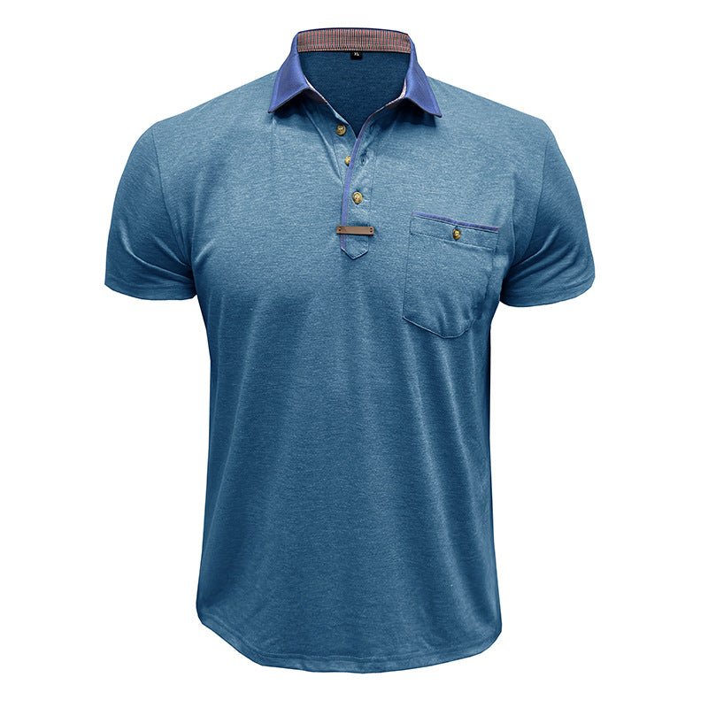 Men's polo shirt featuring a classic collar and a stylish chest pocket, crafted from comfortable polyester for casual wear. 8