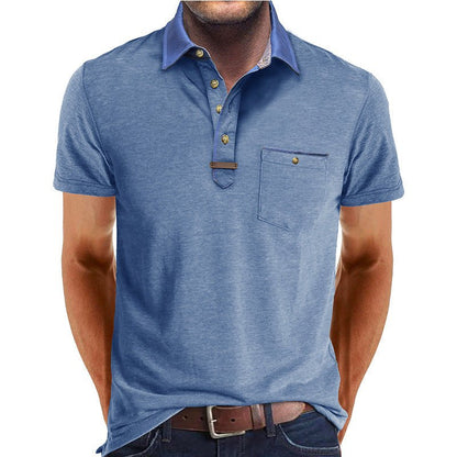 Men's polo shirt featuring a classic collar and a stylish chest pocket, crafted from comfortable polyester for casual wear. 10