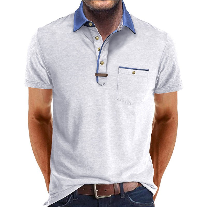 Men's polo shirt featuring a classic collar and a stylish chest pocket, crafted from comfortable polyester for casual wear. 4