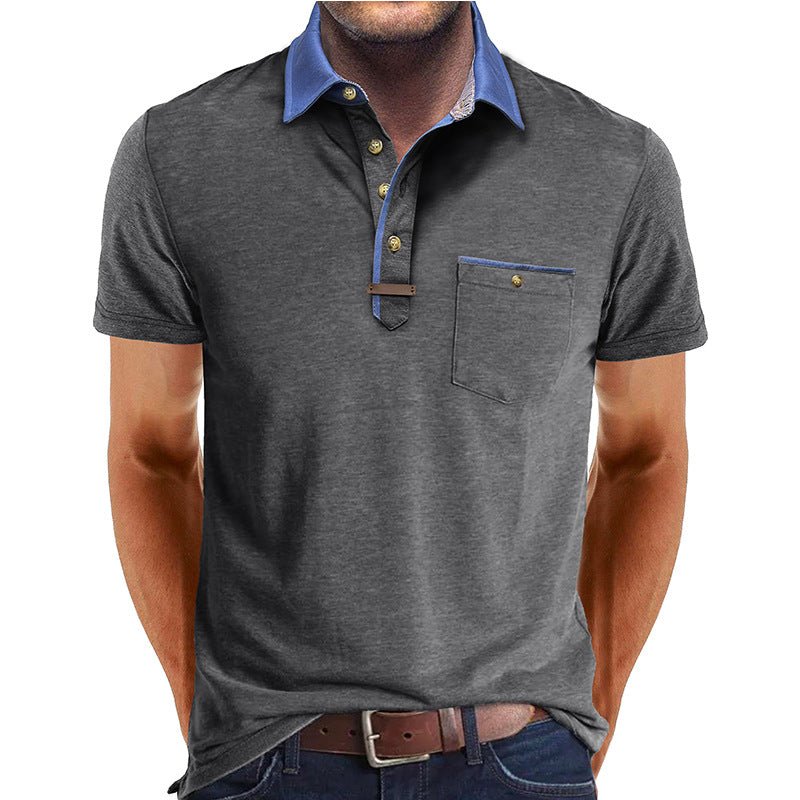 Men's polo shirt featuring a classic collar and a stylish chest pocket, crafted from comfortable polyester for casual wear. 3