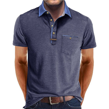 Men's polo shirt featuring a classic collar and a stylish chest pocket, crafted from comfortable polyester for casual wear. 6