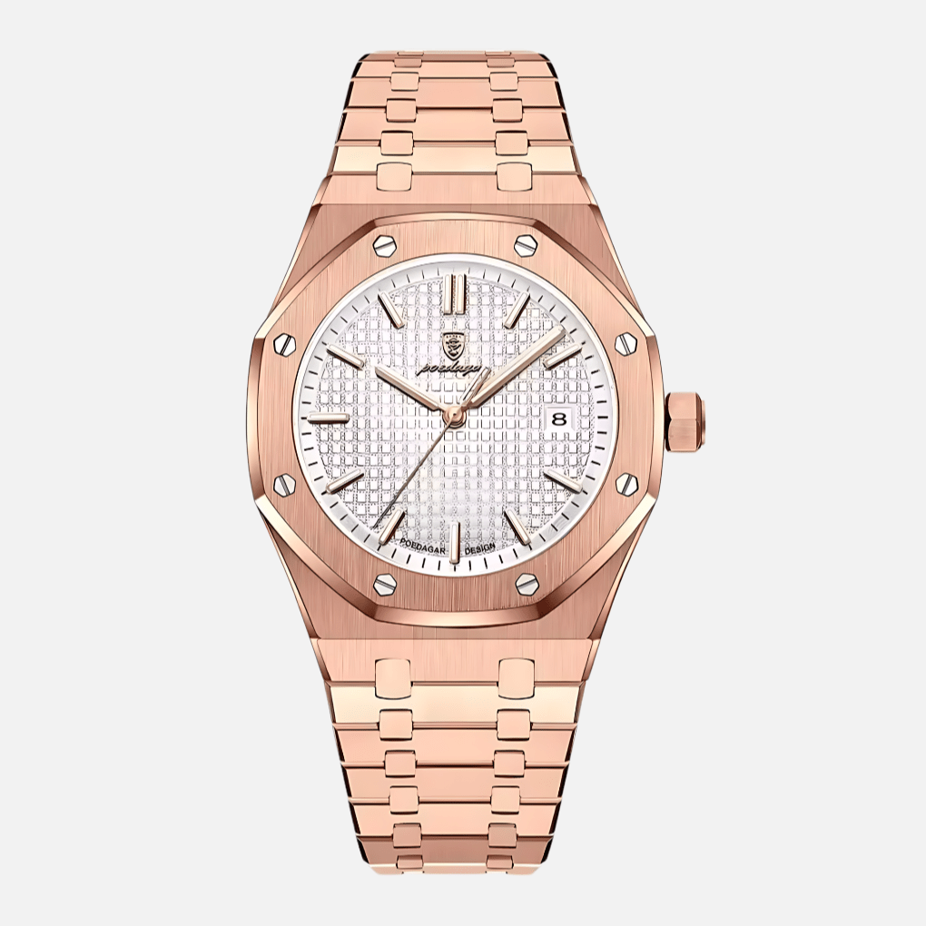 Men's quartz watch featuring a classic stainless steel design, Roman numeral dial, and water-resistant capabilities. 5
