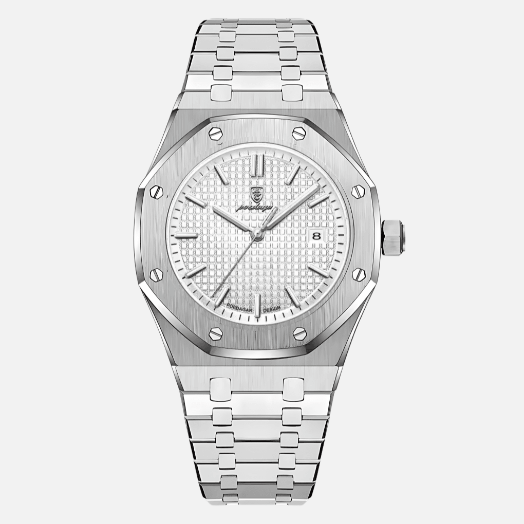 Men's quartz watch featuring a classic stainless steel design, Roman numeral dial, and water-resistant capabilities. 2