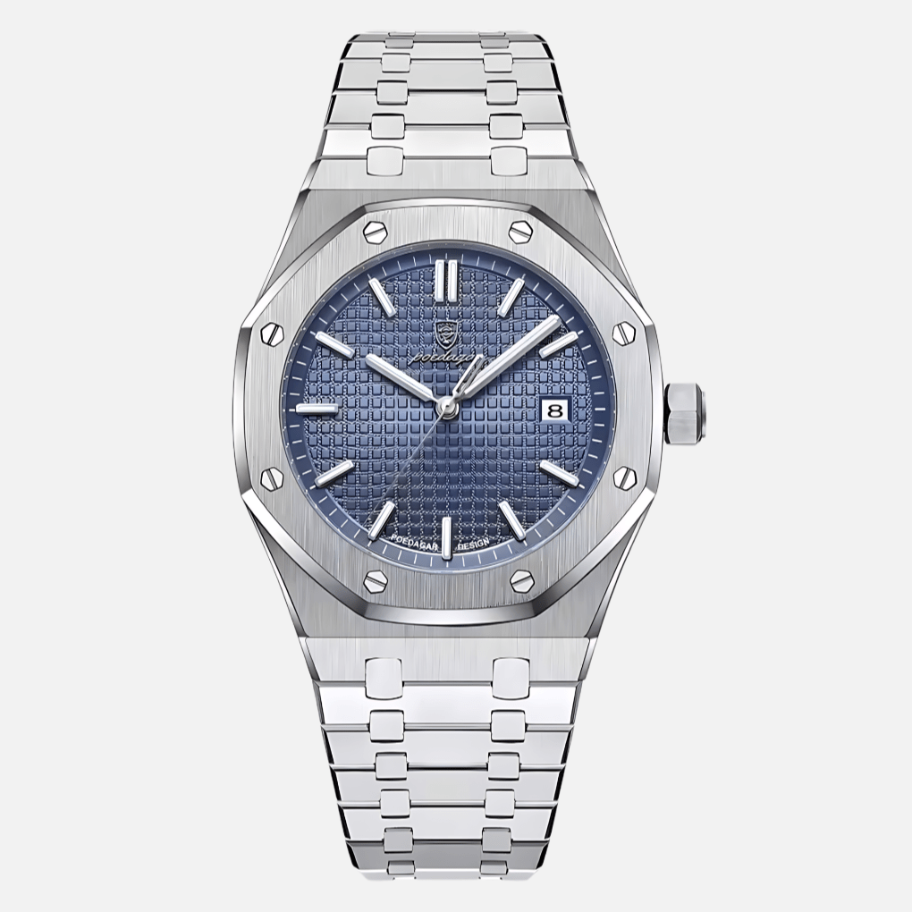 Men's quartz watch featuring a classic stainless steel design, Roman numeral dial, and water-resistant capabilities. 0