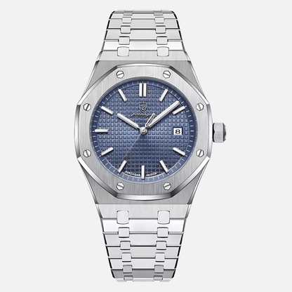 Men's quartz watch featuring a classic stainless steel design, Roman numeral dial, and water-resistant capabilities. 0