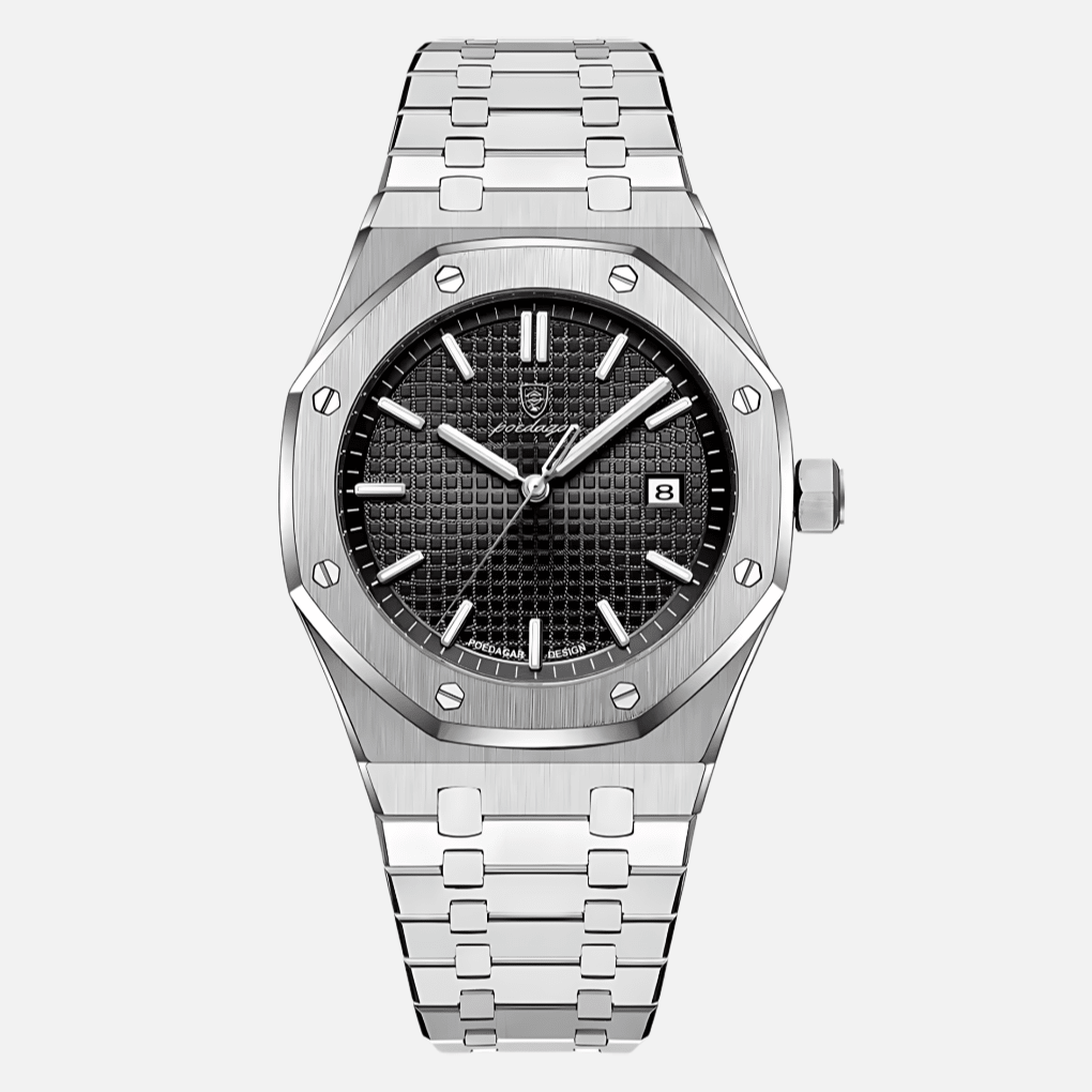 Men's quartz watch featuring a classic stainless steel design, Roman numeral dial, and water-resistant capabilities. 3