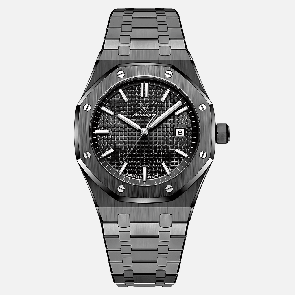 Men's quartz watch featuring a classic stainless steel design, Roman numeral dial, and water-resistant capabilities. 1