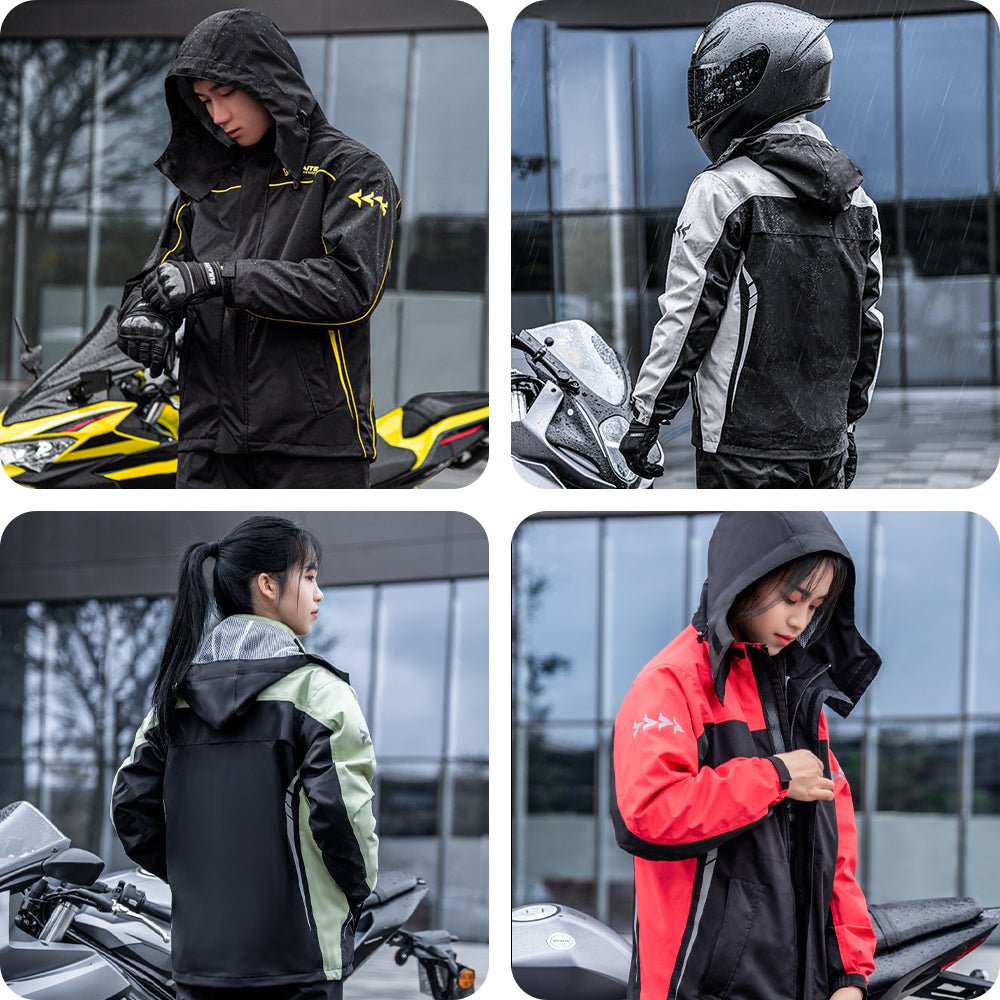 Men's waterproof rain gear suit featuring a windproof design, made from lightweight durable polyester, ideal for outdoor activities like hiking and camping. 1