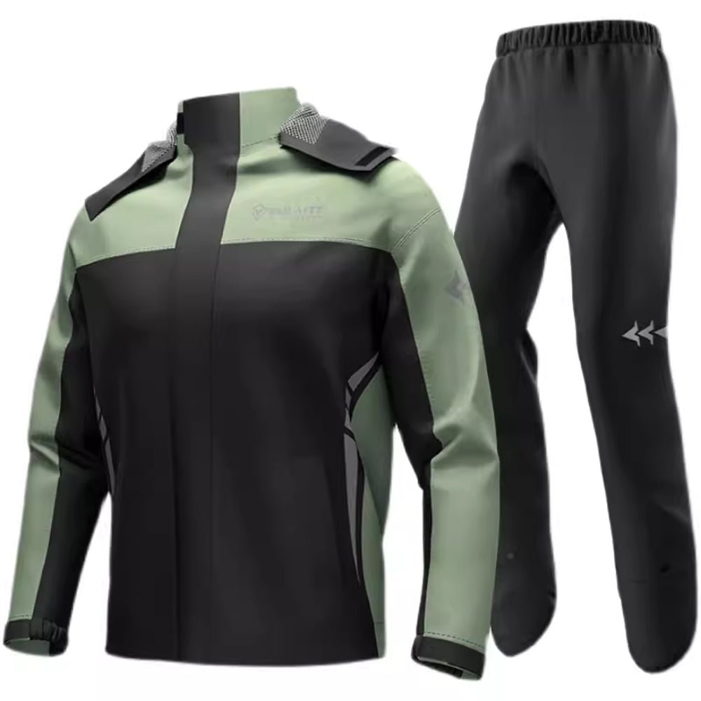 Men's waterproof rain gear suit featuring a windproof design, made from lightweight durable polyester, ideal for outdoor activities like hiking and camping. 6