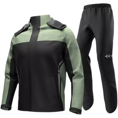 Men's waterproof rain gear suit featuring a windproof design, made from lightweight durable polyester, ideal for outdoor activities like hiking and camping. 6