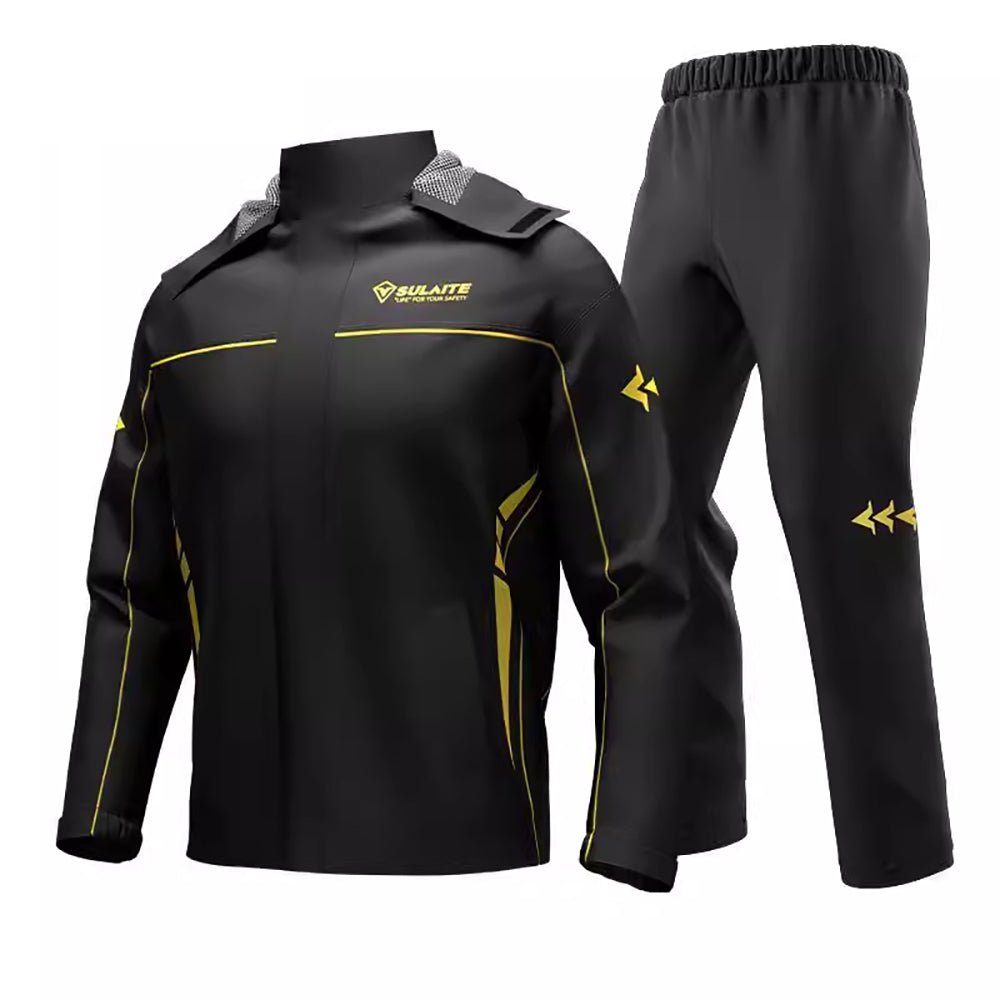 Men's waterproof rain gear suit featuring a windproof design, made from lightweight durable polyester, ideal for outdoor activities like hiking and camping. 8