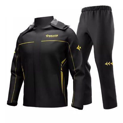 Men's waterproof rain gear suit featuring a windproof design, made from lightweight durable polyester, ideal for outdoor activities like hiking and camping. 8