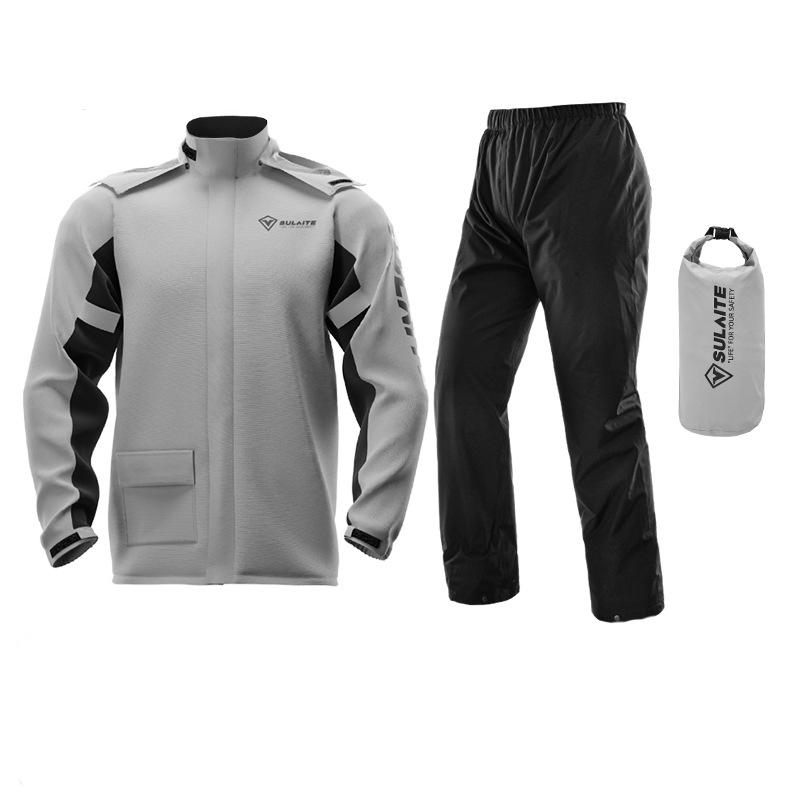 Men's waterproof rain gear suit featuring a windproof design, made from lightweight durable polyester, ideal for outdoor activities like hiking and camping. 4