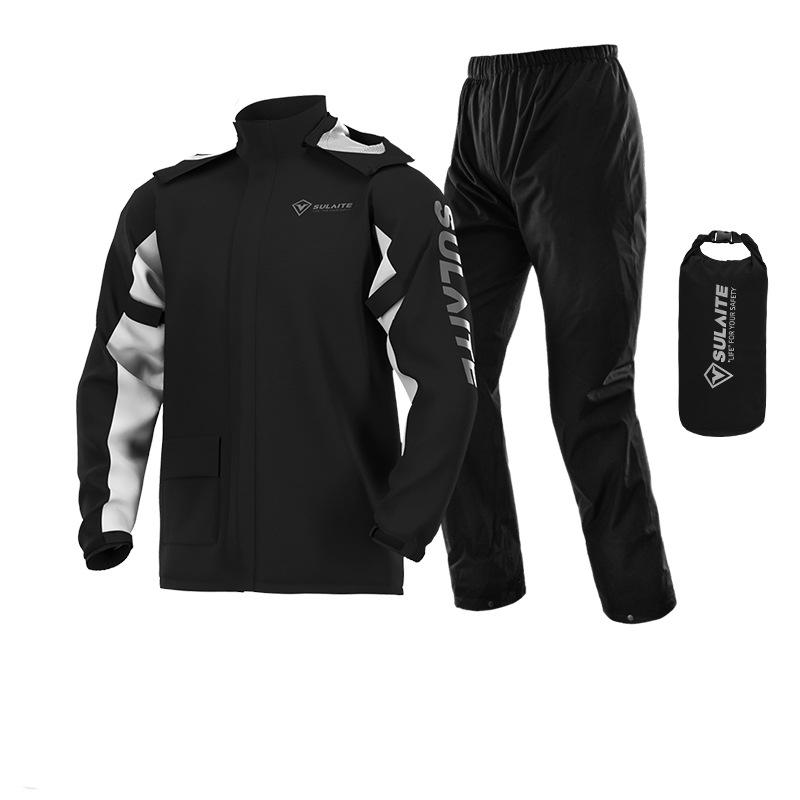 Men's waterproof rain gear suit featuring a windproof design, made from lightweight durable polyester, ideal for outdoor activities like hiking and camping. 3