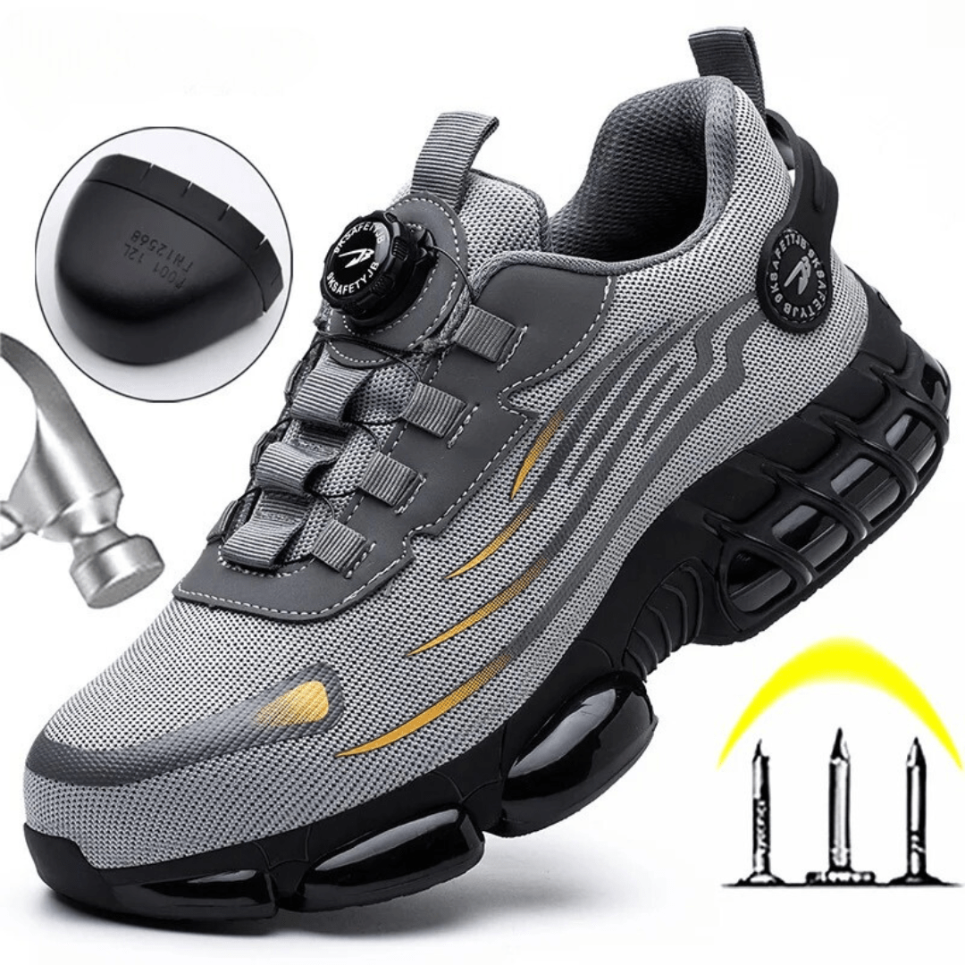 Men's safety work shoes featuring a non-slip grip and quick twist lock design, offering durability, slip resistance, comfort, and stability for all-day wear 7