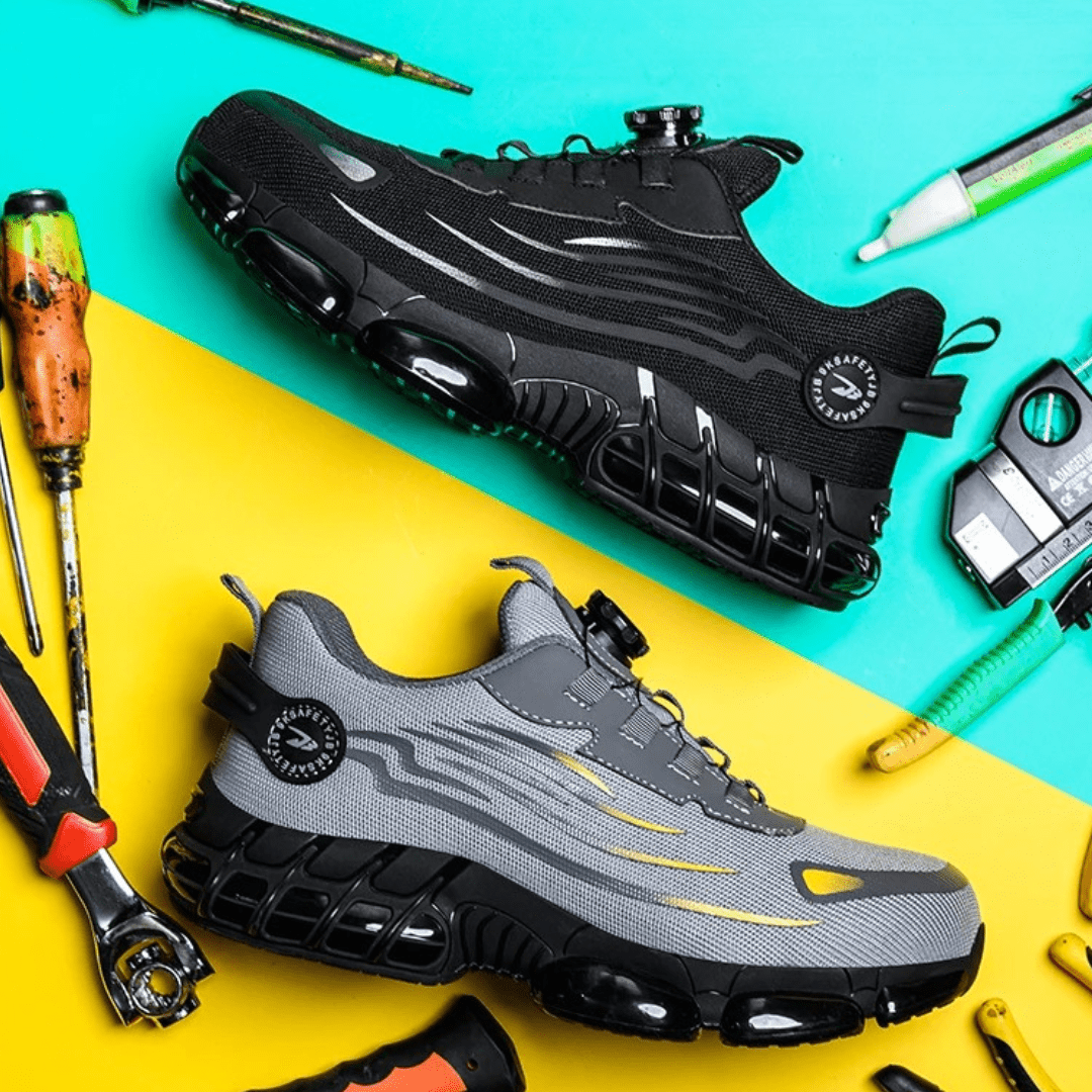 Men's safety work shoes featuring a non-slip grip and quick twist lock design, offering durability, slip resistance, comfort, and stability for all-day wear 3