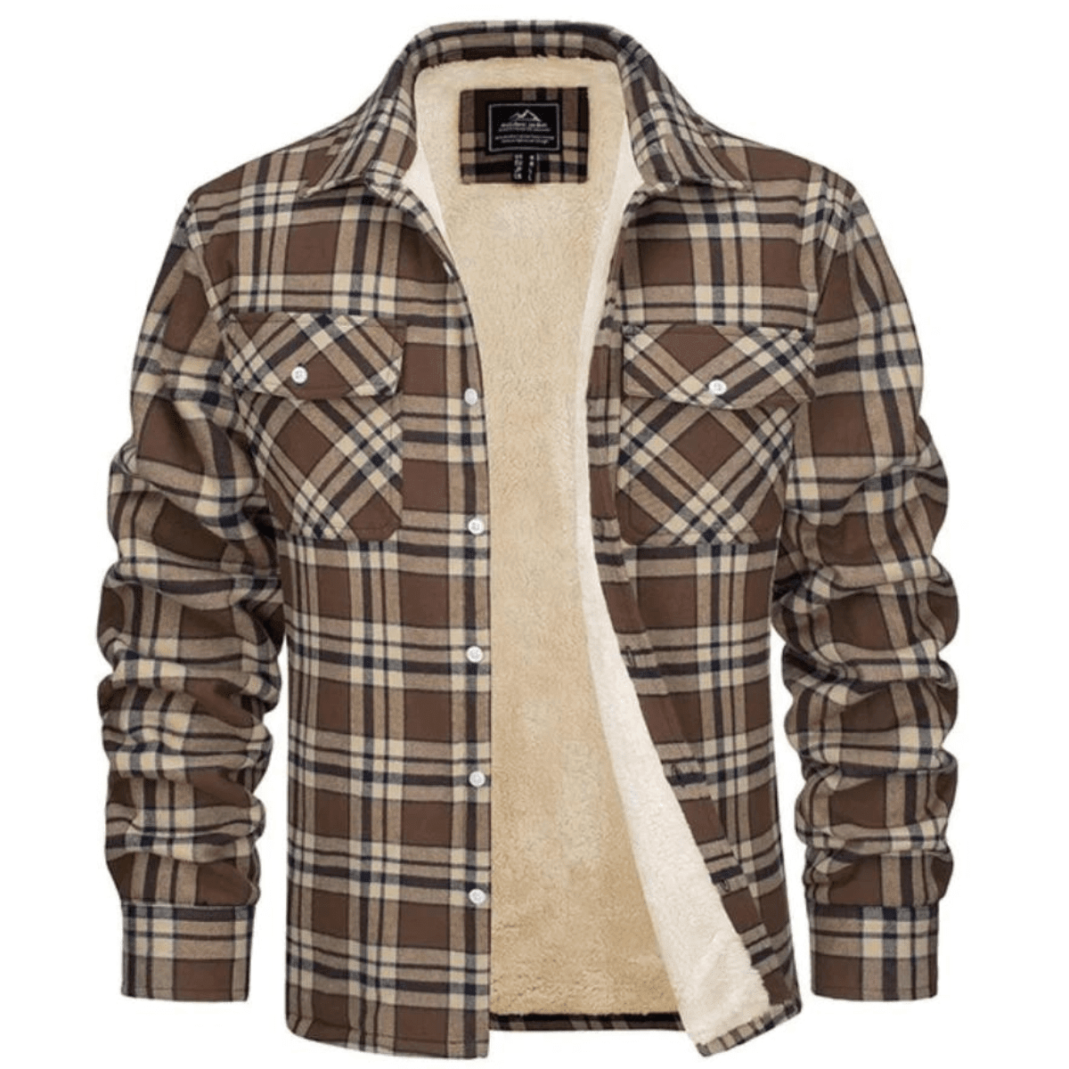 Men's Sherpa-Lined Plaid Jacket with Button-Down Front and Two Chest Pockets for Ultimate Comfort and Style 10