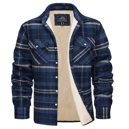 Men's Sherpa-Lined Plaid Jacket with Button-Down Front and Two Chest Pockets for Ultimate Comfort and Style 12
