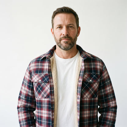 Men's Sherpa-Lined Plaid Jacket with Button-Down Front and Two Chest Pockets for Ultimate Comfort and Style 8