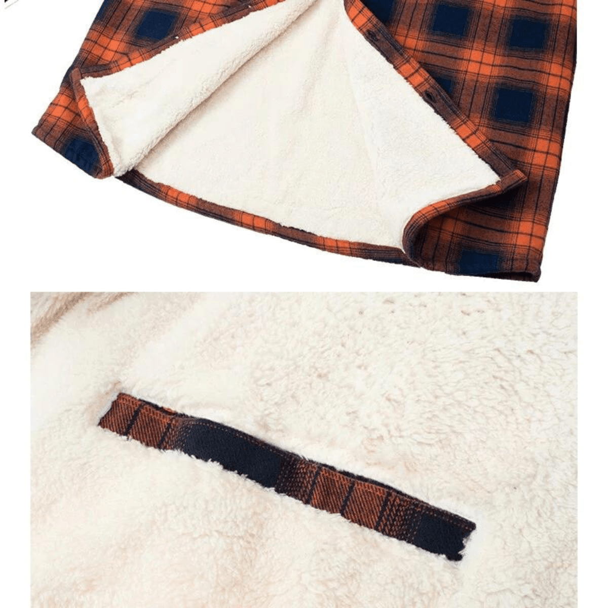 Men's Sherpa-Lined Plaid Jacket with Button-Down Front and Two Chest Pockets for Ultimate Comfort and Style 3