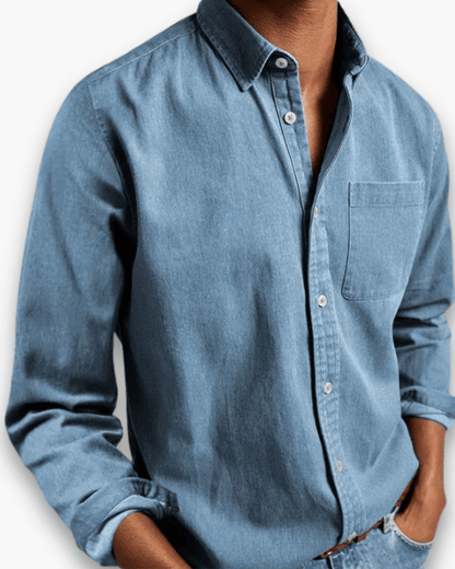 Men's cotton blend shirt with relaxed fit, featuring a classic open collar design, perfect for both casual and formal occasions. 7