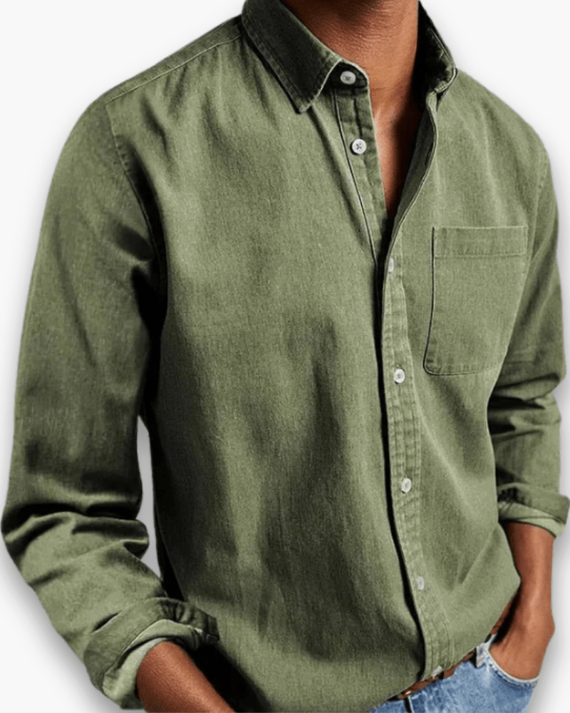 Men's cotton blend shirt with relaxed fit, featuring a classic open collar design, perfect for both casual and formal occasions. 5