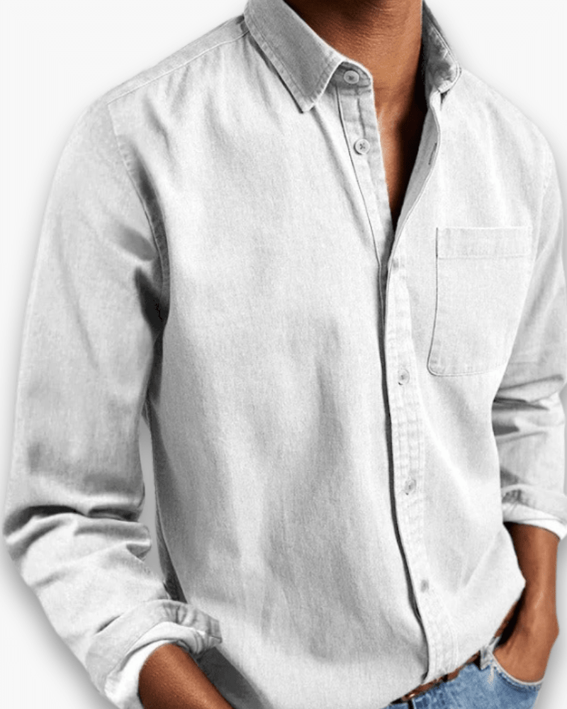 Men's cotton blend shirt with relaxed fit, featuring a classic open collar design, perfect for both casual and formal occasions. 8