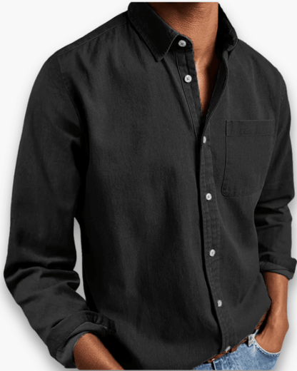 Men's cotton blend shirt with relaxed fit, featuring a classic open collar design, perfect for both casual and formal occasions. 4