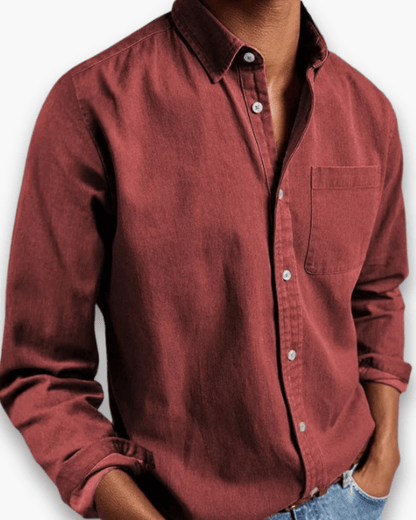 Men's cotton blend shirt with relaxed fit, featuring a classic open collar design, perfect for both casual and formal occasions. 6