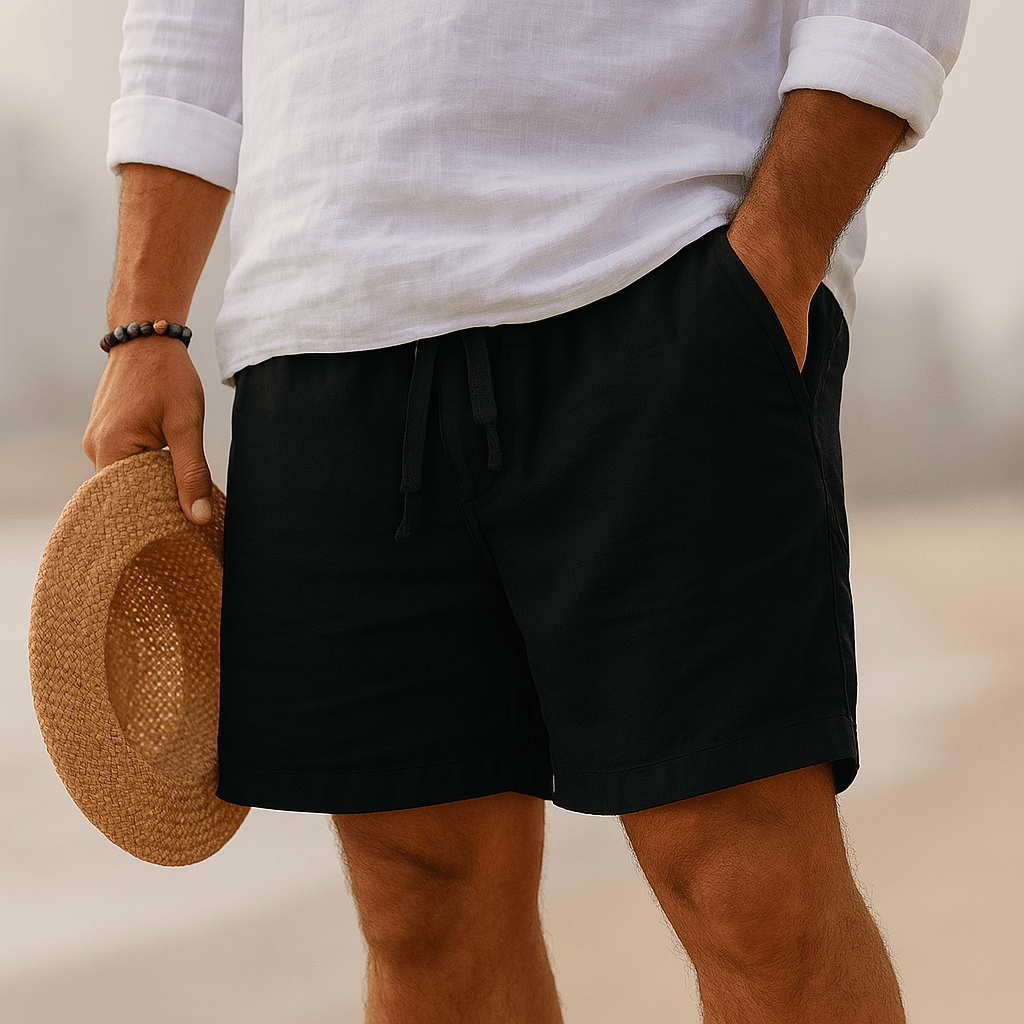 Men's shorts made from a breathable cotton-linen blend, featuring a relaxed fit ideal for summer comfort and casual outings. 2