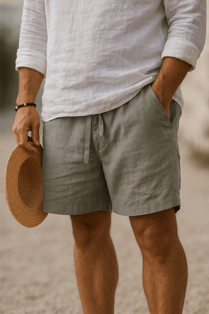 Men's shorts made from a breathable cotton-linen blend, featuring a relaxed fit ideal for summer comfort and casual outings. 5
