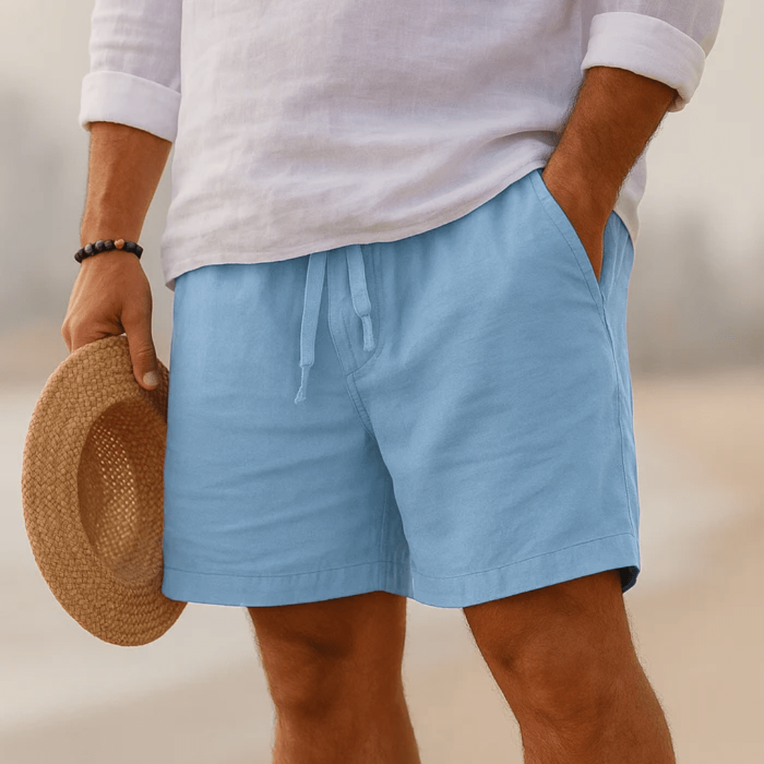 Men's shorts made from a breathable cotton-linen blend, featuring a relaxed fit ideal for summer comfort and casual outings. 6